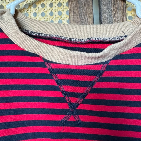 Red & Navy TERIVEEK Oversized Striped Long Sleeve Shirt (XL) - Picture 3 of 4